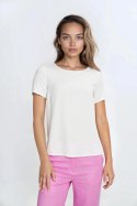 Bluzka basic z krótkim rękawem B193 Ecru - Nife - 38 Bluzka basic z krótkim rękawem B193 Ecru - Nife - 38