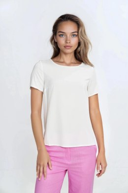 Bluzka basic z krótkim rękawem B193 Ecru - Nife - 42