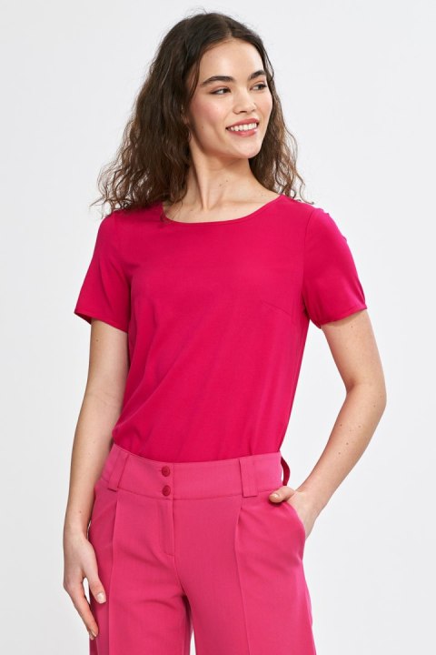 Bluzka basic z krótkim rękawem B193 Fuksja - Nife - 36 Bluzka basic z krótkim rękawem B193 Fuksja - Nife - 36