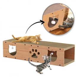 CAT HOUSE - Zwinger, Bett, Kratzbaum mit Spielzeug - 100 x 29 x 30 cm KOT20