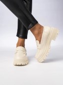 Damskie Mokasyny - Kremowe MILANO BEIGE - 37