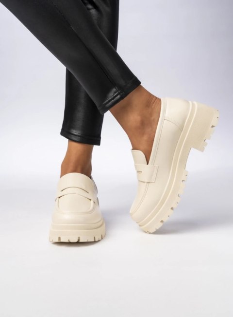 Damskie Mokasyny - Kremowe MILANO BEIGE - 37
