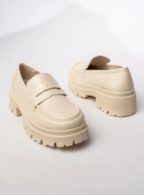 Damskie Mokasyny - Kremowe MILANO BEIGE - 37 Damskie Mokasyny - Kremowe MILANO BEIGE - 37
