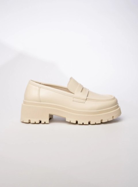 Damskie Mokasyny - Kremowe MILANO BEIGE - 38 Damskie Mokasyny - Kremowe MILANO BEIGE - 38