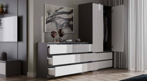 Komoda Malwa M6 140 ANTRACYT / BIAŁY Komoda Malwa M6 140 ANTRACYT / BIAŁY