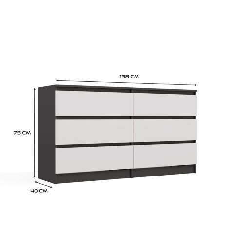 Komoda Malwa M6 140 ANTRACYT / BIAŁY Komoda Malwa M6 140 ANTRACYT / BIAŁY