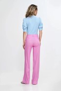Spodnie bootcut z rayonu z krytym guzikiem SD111 Pink - Nife - 36 Spodnie bootcut z rayonu z krytym guzikiem SD111 Pink - Nife - 36