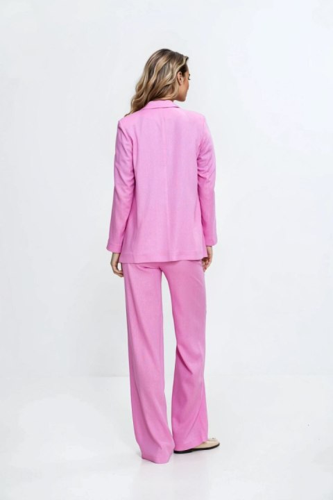 Spodnie bootcut z rayonu z krytym guzikiem SD111 Pink - Nife - 36 Spodnie bootcut z rayonu z krytym guzikiem SD111 Pink - Nife - 36