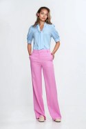 Spodnie bootcut z rayonu z krytym guzikiem SD111 Pink - Nife - 42 Spodnie bootcut z rayonu z krytym guzikiem SD111 Pink - Nife - 42