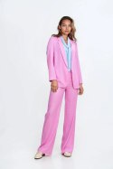 Spodnie bootcut z rayonu z krytym guzikiem SD111 Pink - Nife - 42 Spodnie bootcut z rayonu z krytym guzikiem SD111 Pink - Nife - 42