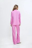 Spodnie bootcut z rayonu z krytym guzikiem SD111 Pink - Nife - 42 Spodnie bootcut z rayonu z krytym guzikiem SD111 Pink - Nife - 42