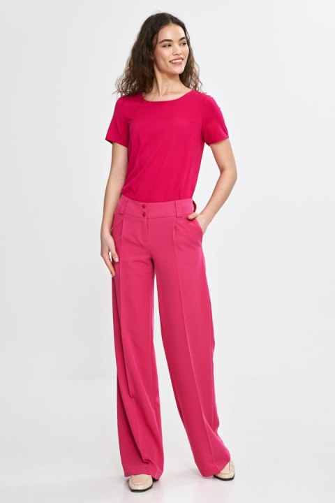Spodnie wide leg z kantem SD112 Pink - Nife - 42 Spodnie wide leg z kantem SD112 Pink - Nife - 42