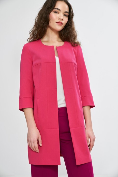 Dłuższa marynarka z przeszyciami z rękawem 3/4 Z80 Pink - Nife - 42 Dłuższa marynarka z przeszyciami z rękawem 3/4 Z80 Pink - Nife - 42