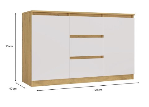 Komoda Malwa 2D3S DĄB ARTISAN BIEL Komoda Malwa 2D3S DĄB ARTISAN BIEL