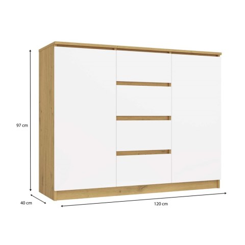 Komoda Malwa 2D4S 120 DĄB ARTISAN BIEL Komoda Malwa 2D4S 120 DĄB ARTISAN BIEL