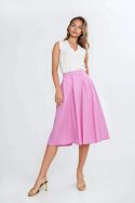 Spódnica midi z rayonu z zakładkami SP82 Pink - Nife - 38