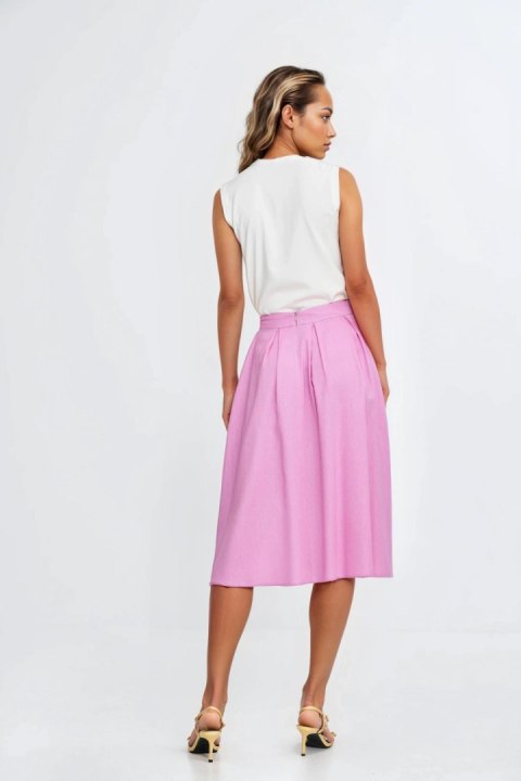 Spódnica midi z rayonu z zakładkami SP82 Pink - Nife - 40 Spódnica midi z rayonu z zakładkami SP82 Pink - Nife - 40