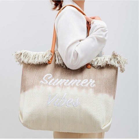 TORBA PLAŻOWA BOHO Z frędzlami brązowa ombre TP14BR TORBA PLAŻOWA BOHO Z frędzlami brązowa ombre TP14BR