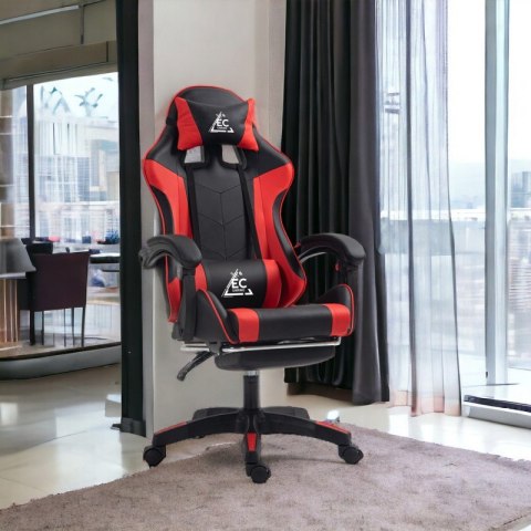Fotel gamingowy obrotowy z podnóżkiem EC GAMING masażer KO24CZE Fotel gamingowy obrotowy z podnóżkiem EC GAMING masażer KO24CZE