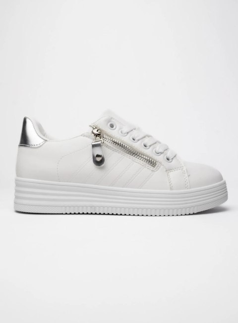 Damskie Sneakersy ZIPPY SILVER - Minimalizm z Błyszczącym Akcentem - 39 Damskie Sneakersy ZIPPY SILVER - Minimalizm z Błyszczącym Akcentem - 39