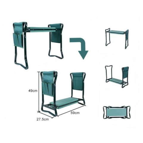 Klappbarer Hocker, Stuhl, Gartenkniestuhl 3-in-1 mit Taschen 60 x 49 x 25 cm KRT04 Klappbarer Hocker, Stuhl, Gartenkniestuhl 3-in-1 mit Taschen 60 x 49 x 25 cm KRT04