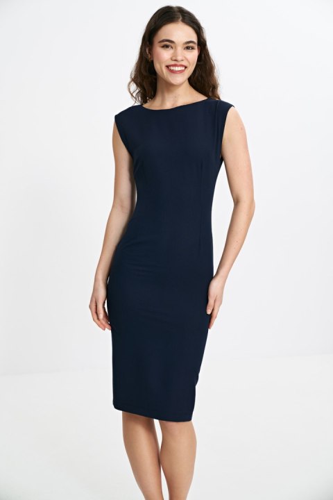 Sukienka z subtelnym dekoltem na plecach S266 Navy - Nife - 40 Sukienka z subtelnym dekoltem na plecach S266 Navy - Nife - 40