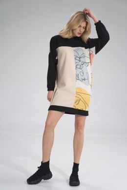 Sukienka Model M755 Black/Beige/Wzór 123 - Figl - L/XL