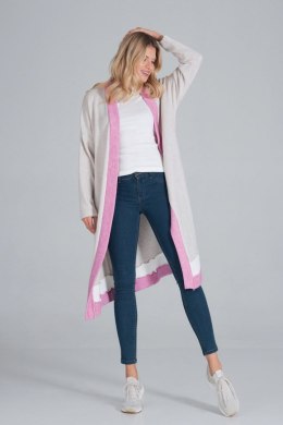 Sweter Damski Model M845 Beige/Fuksja/White - Figl - L/XL