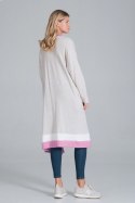Sweter Damski Model M845 Beige/Fuksja/White - Figl - L/XL
