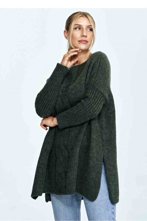 Sweter Damski Model M900 Dark Olive - Figl - uniwersalny Sweter Damski Model M900 Dark Olive - Figl - uniwersalny