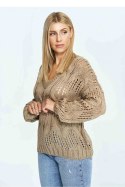 Sweter Damski Model M910 Brown - Figl - uniwersalny Sweter Damski Model M910 Brown - Figl - uniwersalny