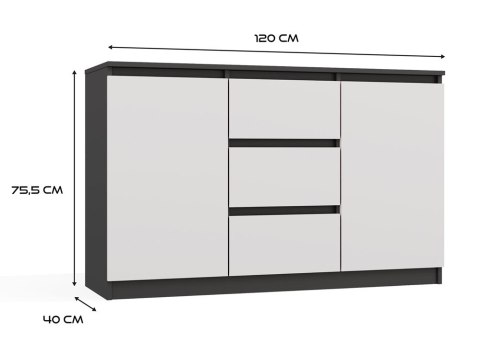Komoda Malwa 2D3S ANTRACYT BIAŁY Komoda Malwa 2D3S ANTRACYT BIAŁY