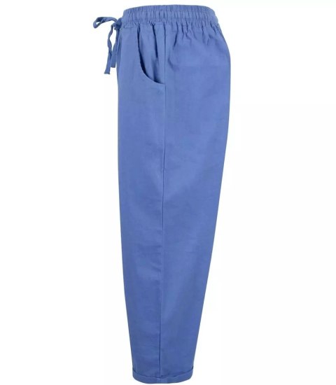 Letnie lniane spodnie spodenki chinosy 3/4 (Niebieski) Letnie lniane spodnie spodenki chinosy 3/4 (Niebieski)