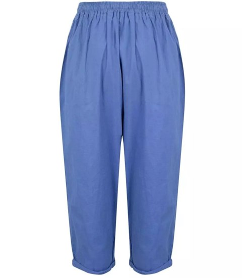 Letnie lniane spodnie spodenki chinosy 3/4 (Niebieski) Letnie lniane spodnie spodenki chinosy 3/4 (Niebieski)