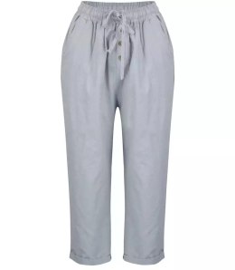 Letnie lniane spodnie spodenki chinosy 3/4 (Szary)