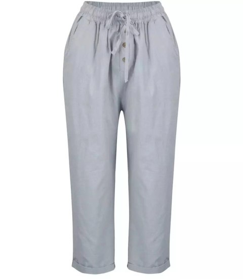 Letnie lniane spodnie spodenki chinosy 3/4 (Szary) Letnie lniane spodnie spodenki chinosy 3/4 (Szary)