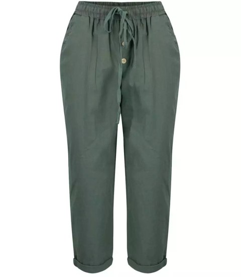 Letnie lniane spodnie spodenki chinosy 3/4 (Zielony) Letnie lniane spodnie spodenki chinosy 3/4 (Zielony)