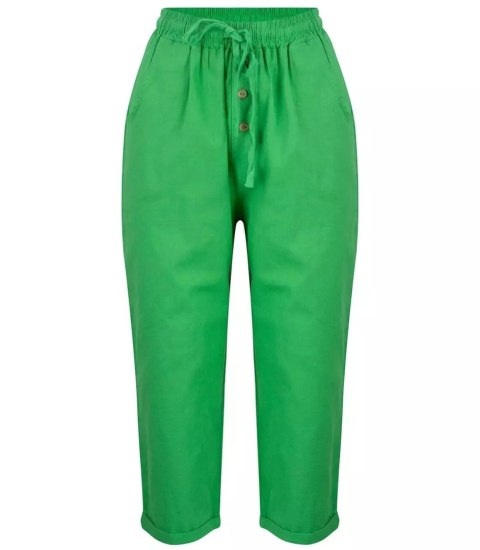 Letnie lniane spodnie spodenki chinosy 3/4 (Zielony) Letnie lniane spodnie spodenki chinosy 3/4 (Zielony)