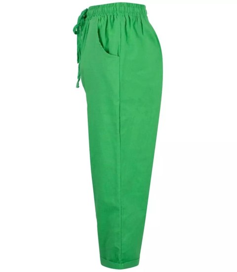 Letnie lniane spodnie spodenki chinosy 3/4 (Zielony) Letnie lniane spodnie spodenki chinosy 3/4 (Zielony)