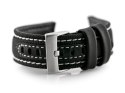 Pasek skórzany do zegarka W34 - PREMIUM - czarny/białe - 24mm Pasek skórzany do zegarka W34 - PREMIUM - czarny/białe - 24mm