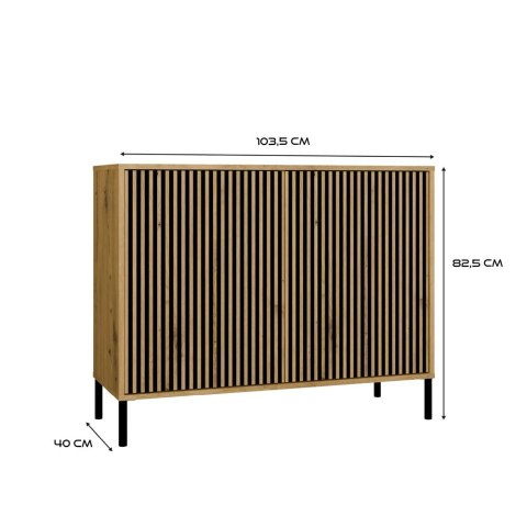 Komoda KAMARO 2D SLIM DĄB ARTISAN Lamele Front Ryflowany Komoda KAMARO 2D SLIM DĄB ARTISAN Lamele Front Ryflowany
