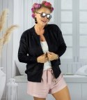 Krótki kardigan sweter rozpinany z puszystej dzianiny "COCO CHIC" (Czarny)