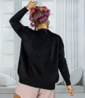 Krótki kardigan sweter rozpinany z puszystej dzianiny "COCO CHIC" (Czarny)