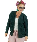 Krótki kardigan sweter rozpinany z puszystej dzianiny "COCO CHIC" (Zielony)