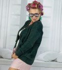 Krótki kardigan sweter rozpinany z puszystej dzianiny "COCO CHIC" (Zielony)