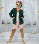 Krótki kardigan sweter rozpinany z puszystej dzianiny "COCO CHIC" (Zielony)