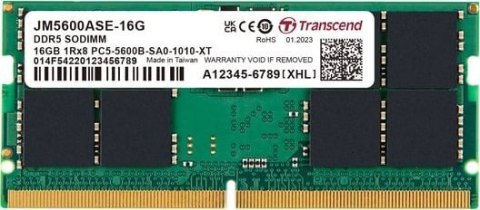 Pamięć TRANSCEND (SODIMM/DDR5/16 GB/5600MHz/46 CLCL/SINGLE) Pamięć TRANSCEND (SODIMM/DDR5/16 GB/5600MHz/46 CLCL/SINGLE)