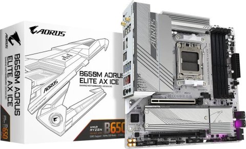 Płyta główna GIGABYTE B650M AORUS ELITE AX ICE (Socket AM5 /micro ATX) Płyta główna GIGABYTE B650M AORUS ELITE AX ICE (Socket AM5 /micro ATX)