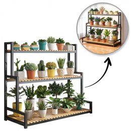 Blumenständer, Bücherregal, 3-stufiger Blumenständer, 120 x 40 x 95cm, schwarz SZ47CZ