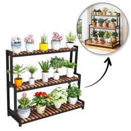 Blumenständer, Bücherregal, 3-stufiger Blumenständer, 80 x 40 x 95cm, schwarz SZ46CZ